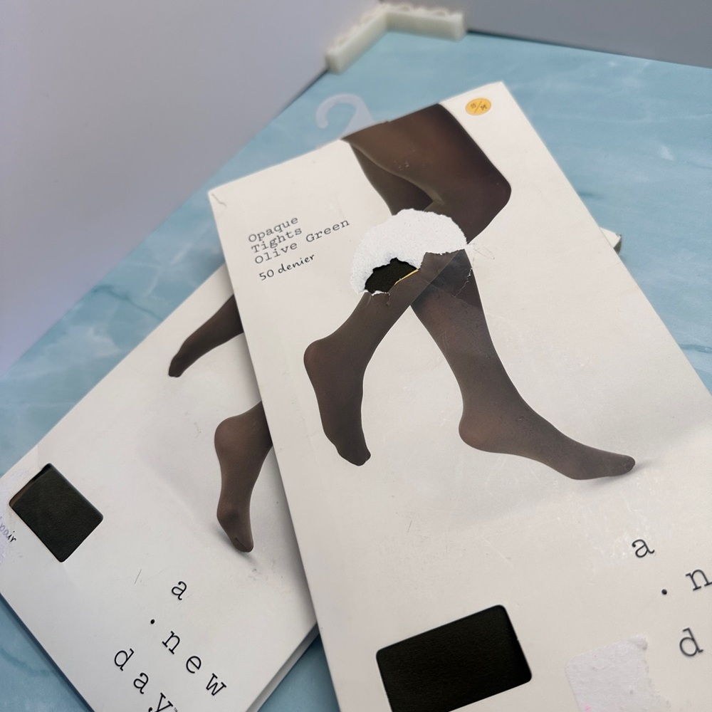 A New Day Olive Green Opaque Tights
